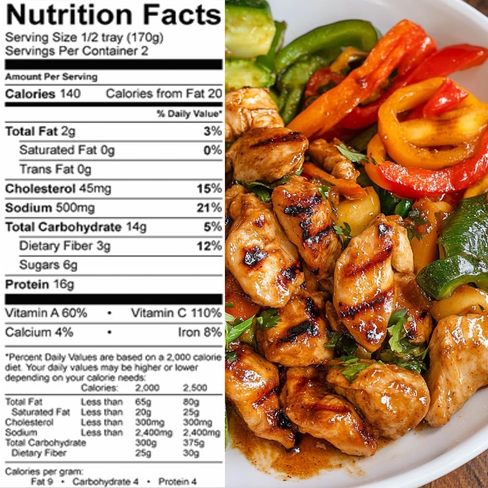 Grumpy Butcher Premium Prepared Meals: Chicken Asada & Vegetables, 10 Pack (12 Oz Each, 7.5 Lb Total) - Artisan Frozen Meals - S