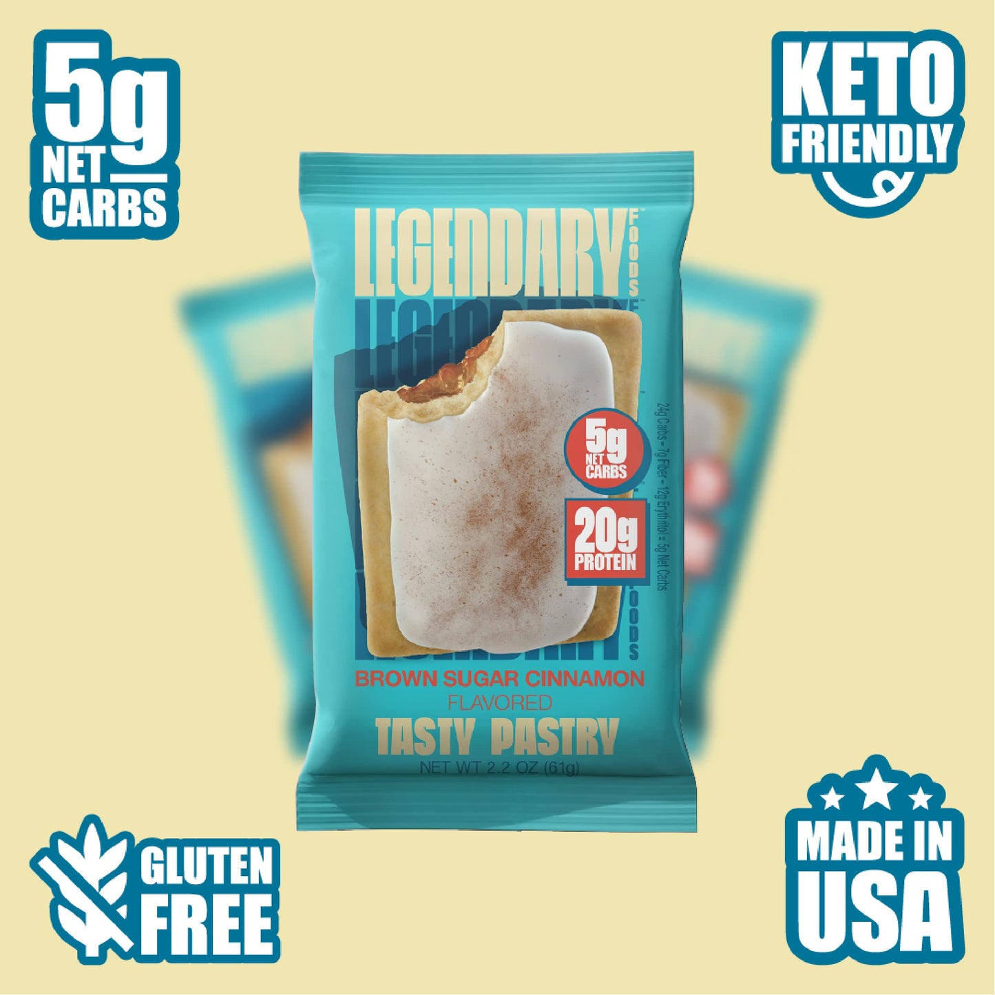 Legendary Foods 20 Gr Protein Bar Alternative Tasty Pastry | Low Carb Gluten Free | Keto Friendly | No Sugar Added | High Protei