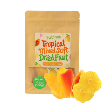 Yuth Farm Natural Soft Dried Fruit Gift Set 300G (10.6 Oz) (Tropical Mixed (Mango, Pineapple, Papaya))