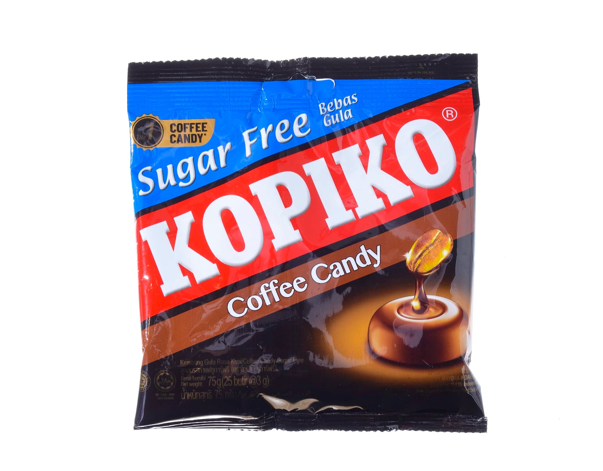 Kopiko Real Coffee Candy Sugar Free, 75g (Pack of 1), Brown, 25 Tablets