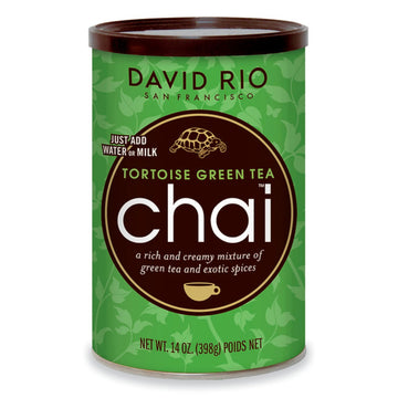 Tortoise Green Tea Chai Tea Latte Mix, 14 Oz, Green Tea, Organic Spices, Dairy Free, Serve Hot or Cold, Just Add Water or Milk, 