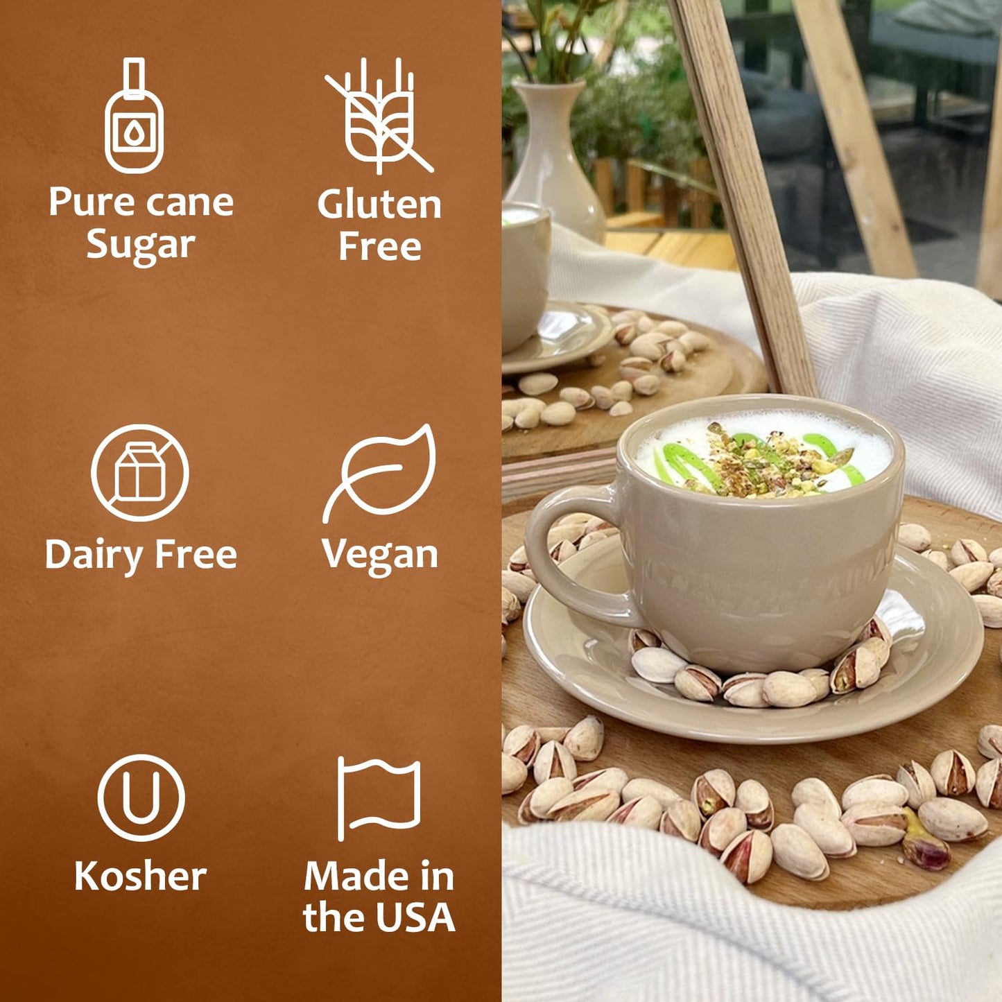 Syruvia Pistachio Latte Syrup - Pistachio Latte Syrup Flavor, 25.4 Fl Oz - Perfect For Cocktails, Ice Tea, Desserts, Italian Sod
