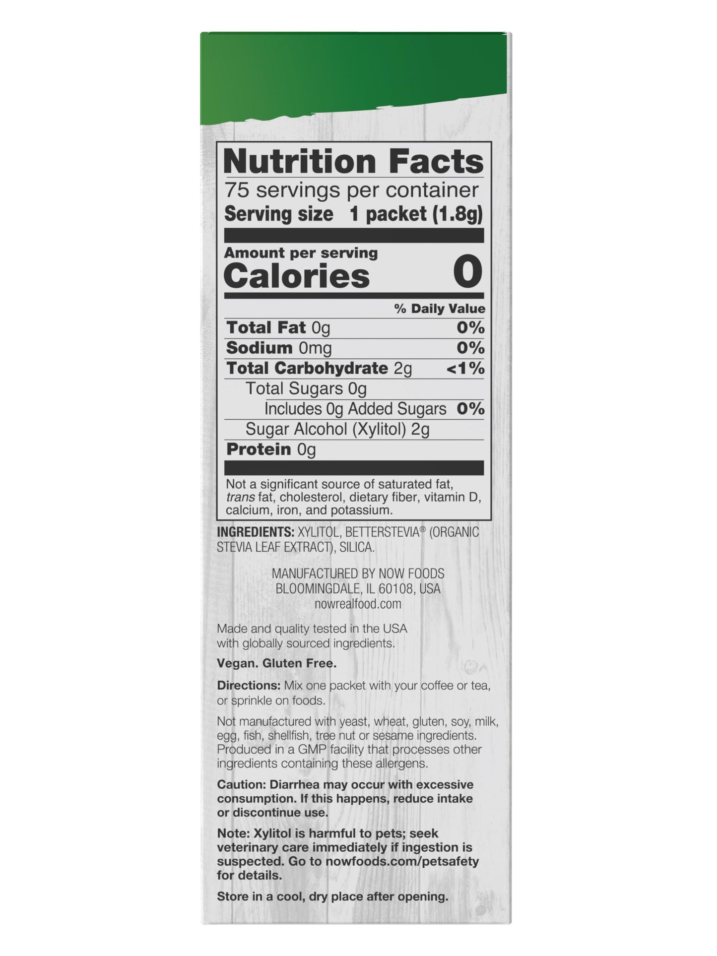 NOW Foods Xylitol Plus Sweetener Packets, Zero Calories, Low Glycemic Impact, 75 Packets, 4.76 Ounce, White