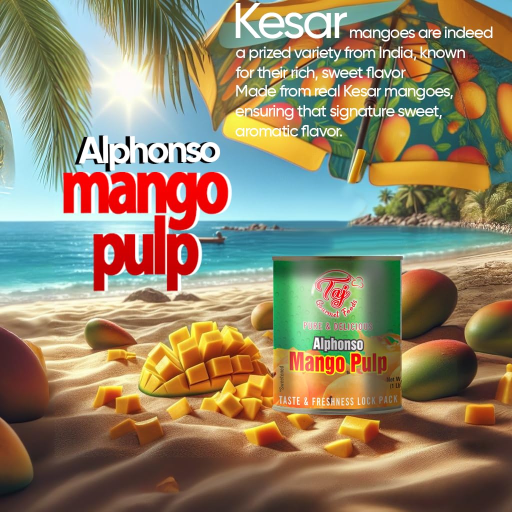 Taj Alphonso Mango Pulp Puree | Great For Lassi Shake | 30-Ounce (850G)