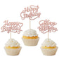 YCTHUNFISH 30 Pack Cupcake Toppers - Glitter Rose Gold Bamboo Picks for Birthday Party Decorations