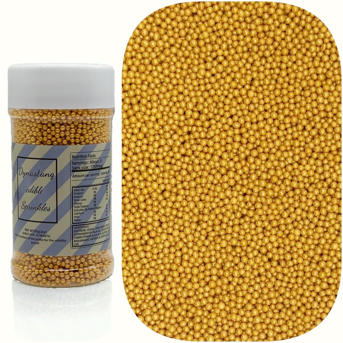 Dynastang 2mm Gold Pearls Sprinkles Edible Pearls Cake Decorating Stars Cake Decorations Cupcake Toppers Cookie Decorating Perfe