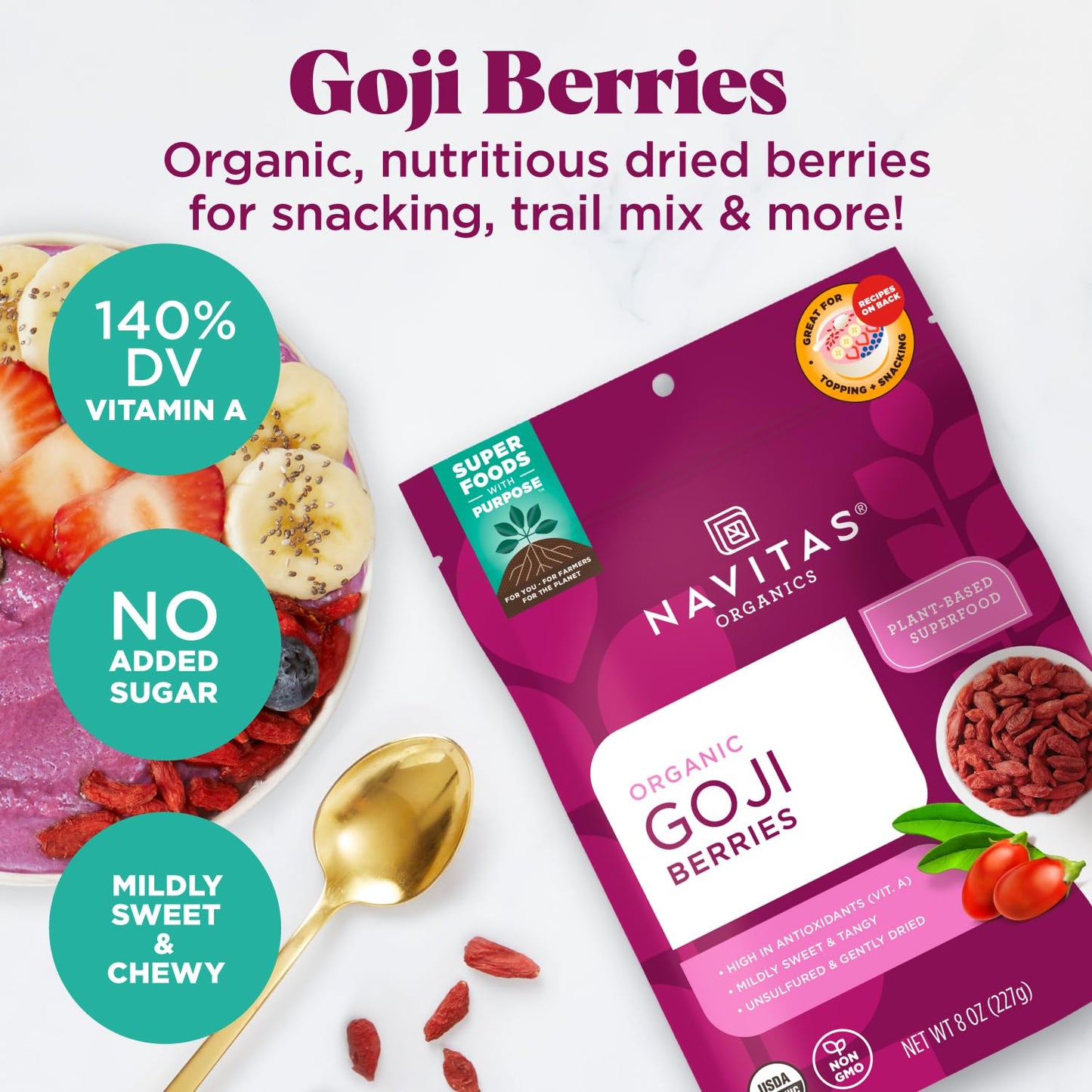 Goji Berries Organic 8 Ounces ( 3-Pack)