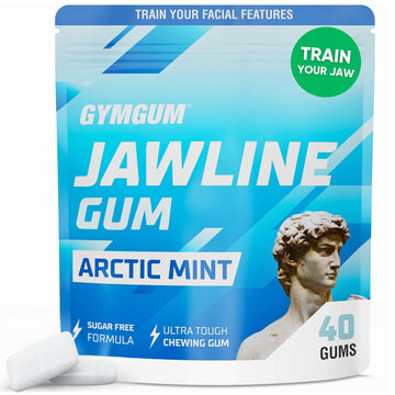 GYMGUM Jawline Gum - Hard Chewing Gum for Jaw Strength, Sugar-Free, 40 Count, Arctic Mint