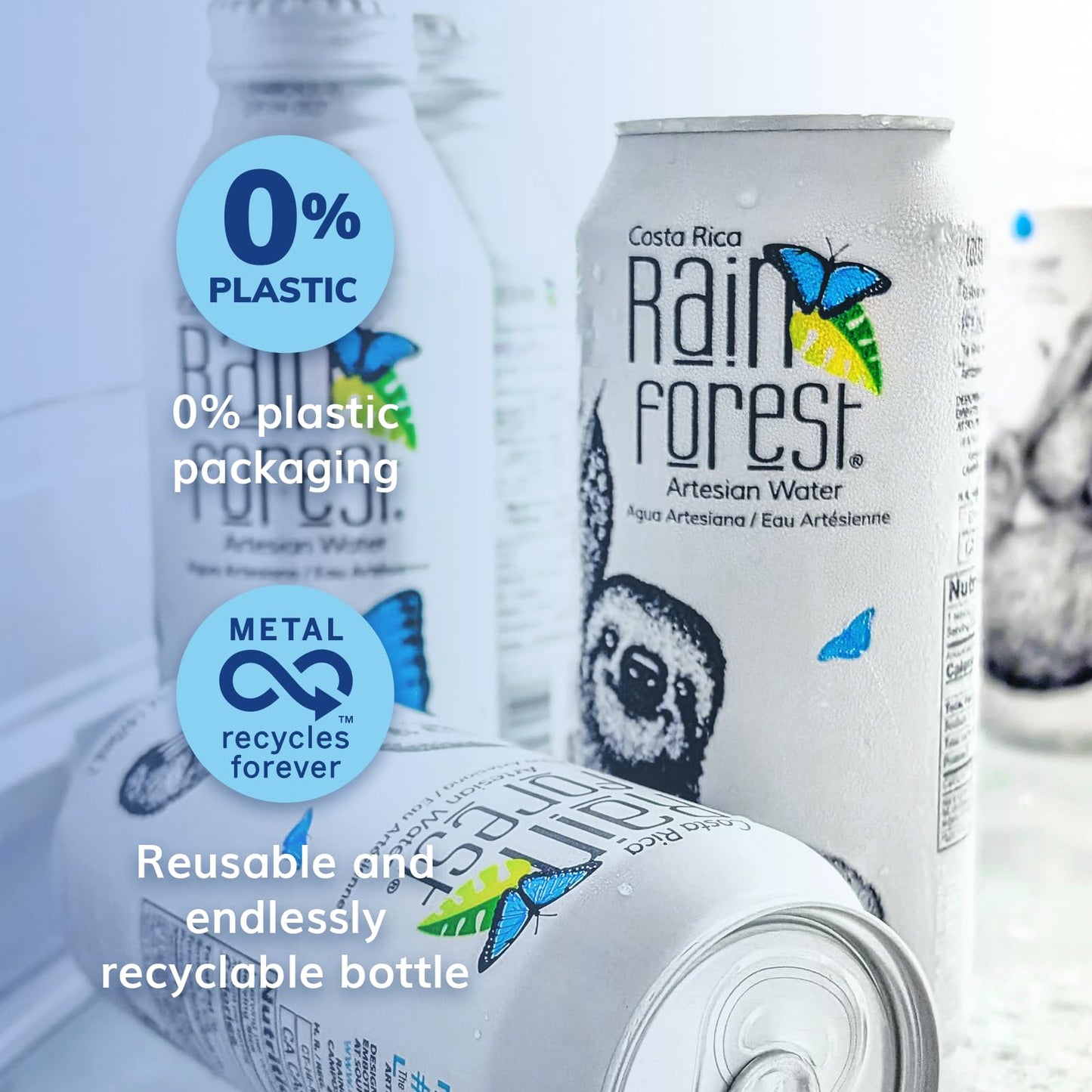 Rainforest Artesian Water  Costa Rica Pallet of 114 boxes - 1 368 Water Cans (475 mL / 16 oz Each) | Eco-Friendly & Sustainable Aluminum Packaging