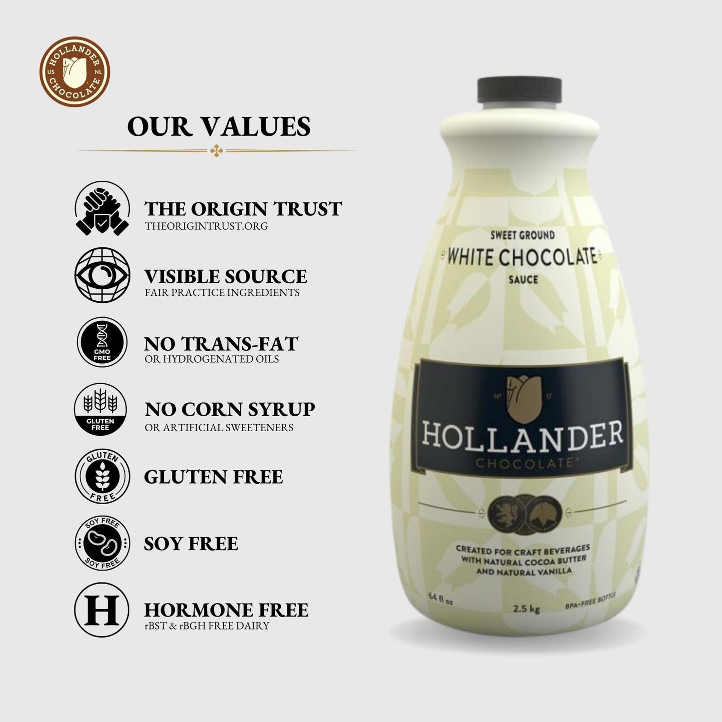 White Chocolate Caf   Sauce By Hollander Chocolate Co. | Gourmet White Chocolate Sauce With Real Cocoa Butter For The Profession