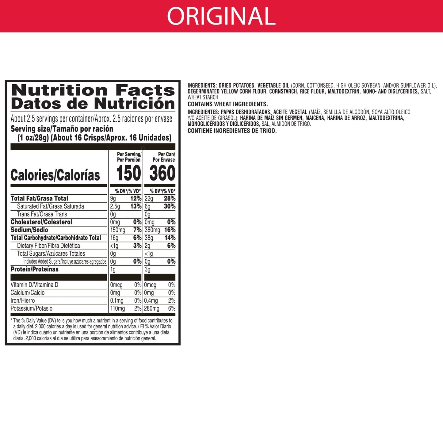 Pringles Potato Crisps Chips, Original, 2.3Oz (12 Count)