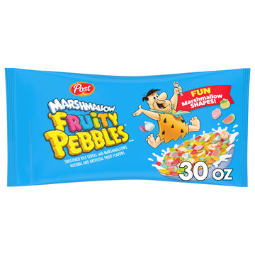 Fruity Pebbles Marshmallow Sweetened Rice Cereal, Gluten Free, 30 oz Bag