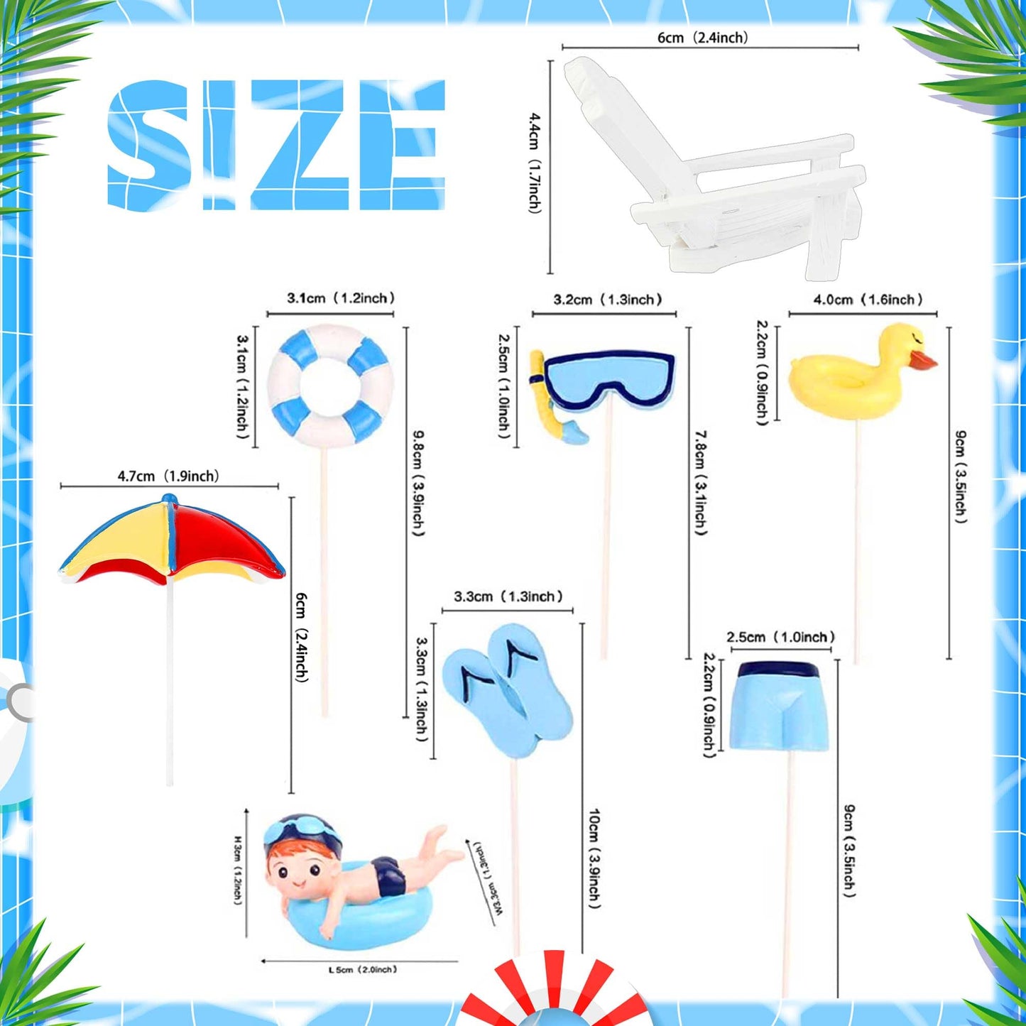 Swimming Pool Cake Decoration Beach Cake Decoration Swimming Pool Cake Topper Summer Beach Cake Toppers Summer Birthday Party Su