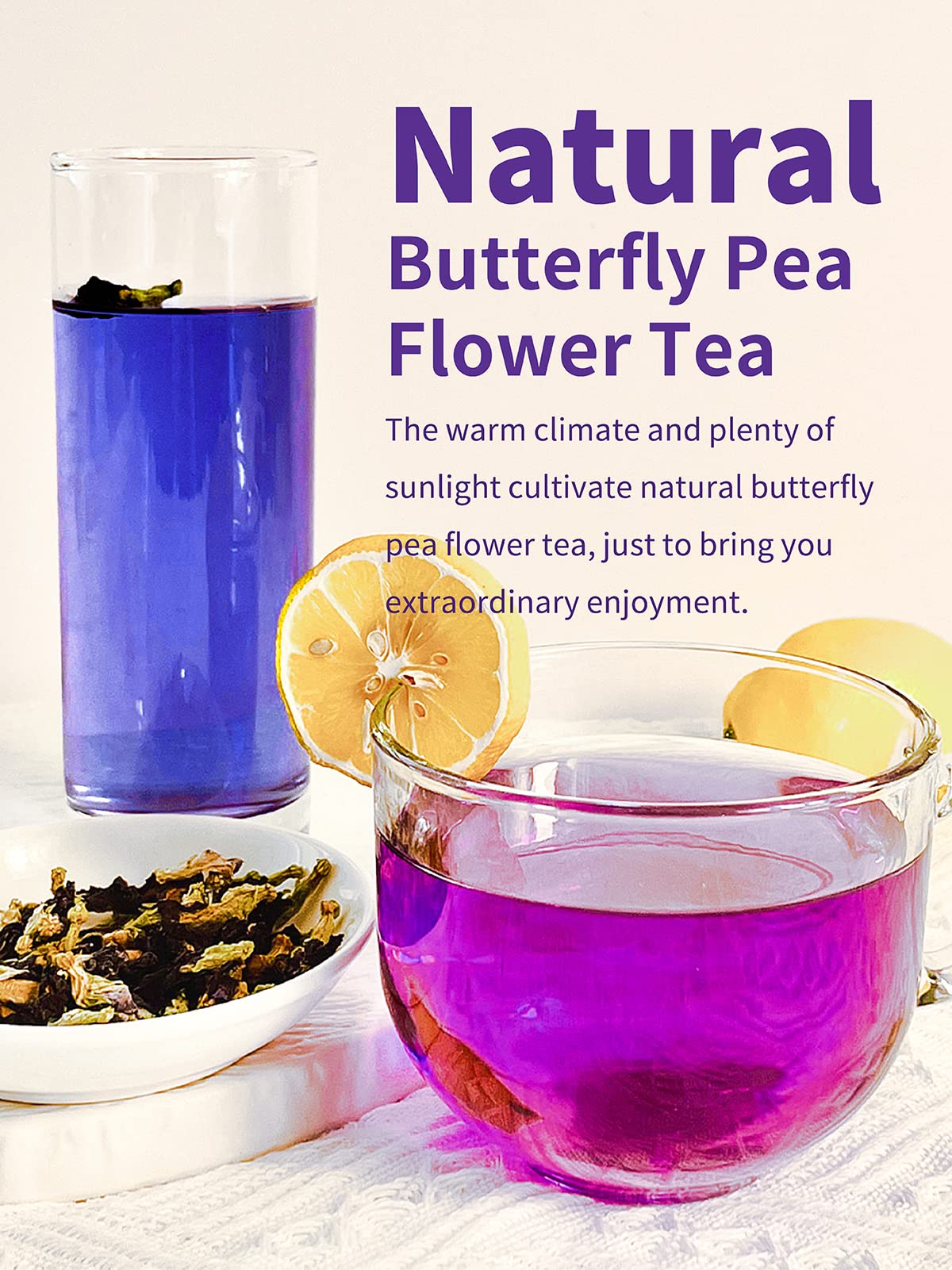 TeeLux Butterfly Pea Flower Tea, Non-GMO, Dried, 3.5 Oz