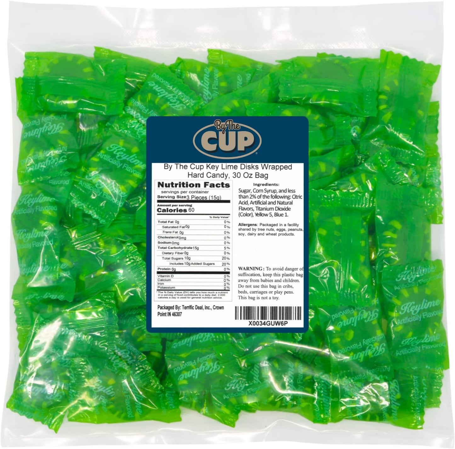 By The Cup Key Lime Disks, Individually Wrapped Hard Candy, 30 Oz Bulk Bag