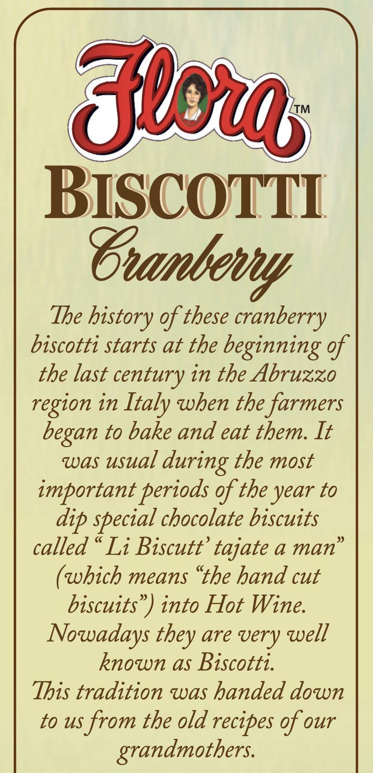 Flora Fine Foods Biscotti Cookies - Cranberry Flavor, 13.4 cm x 6.2 cm x 19.9 cm