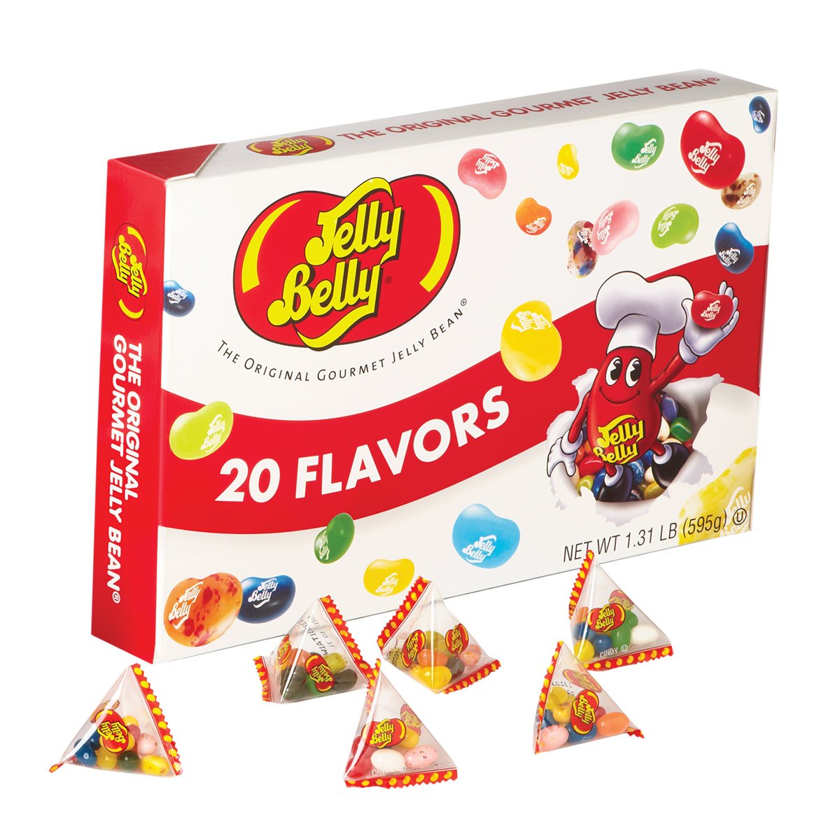 Jelly Belly Jumbo 1.31 Pound Box Of Assorted Jelly Beans - 20 Assorted Flavors - Small Individual Bags - Official, Genuine, Stra
