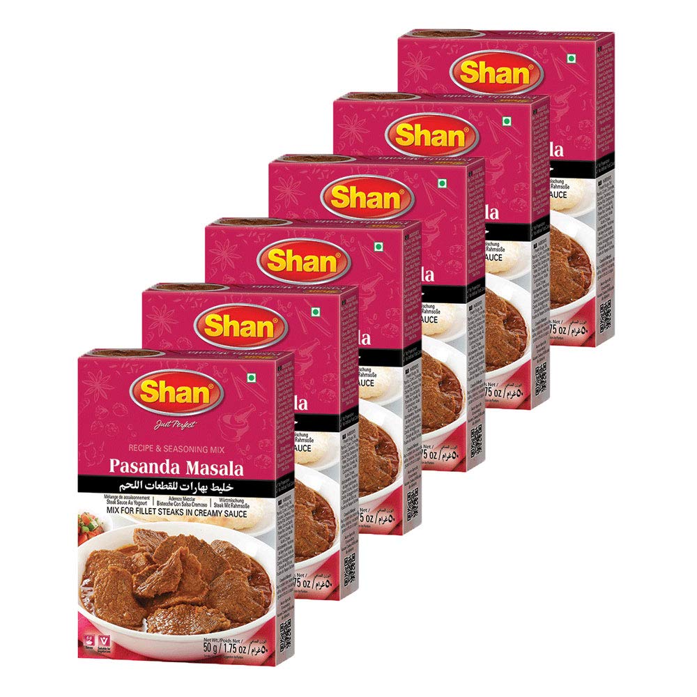 Shan Pasanda Recipe and Seasoning Mix 1.76 oz (50g) - Spice Powder for Fillet Steaks in Creamy Sauce - Suitable for Vegetarians 