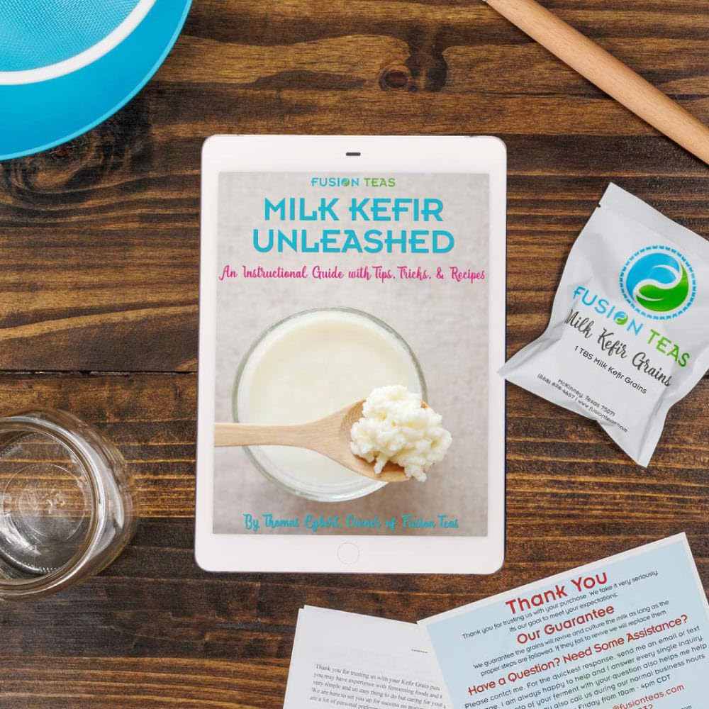 1 TBSP Milk Kefir Grains and eBook Milk Kefir Unleashed by Thomas Egbert - Fresh Live Active Probiotic Starter Cultures - Fusion