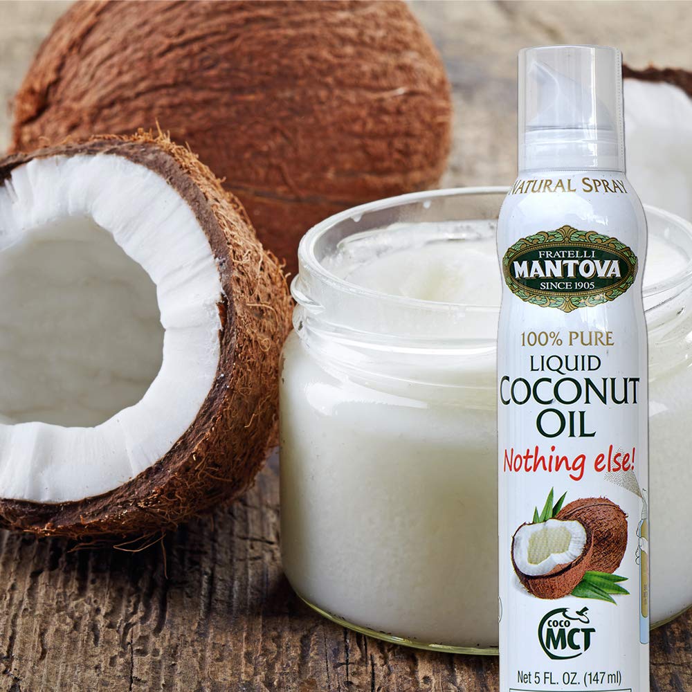 Mantova Coconut Oil, 100% Pure Cooking Oil Spray, perfect for healthy Keto snacks, baking, grilling, seasoning, or cooking, our