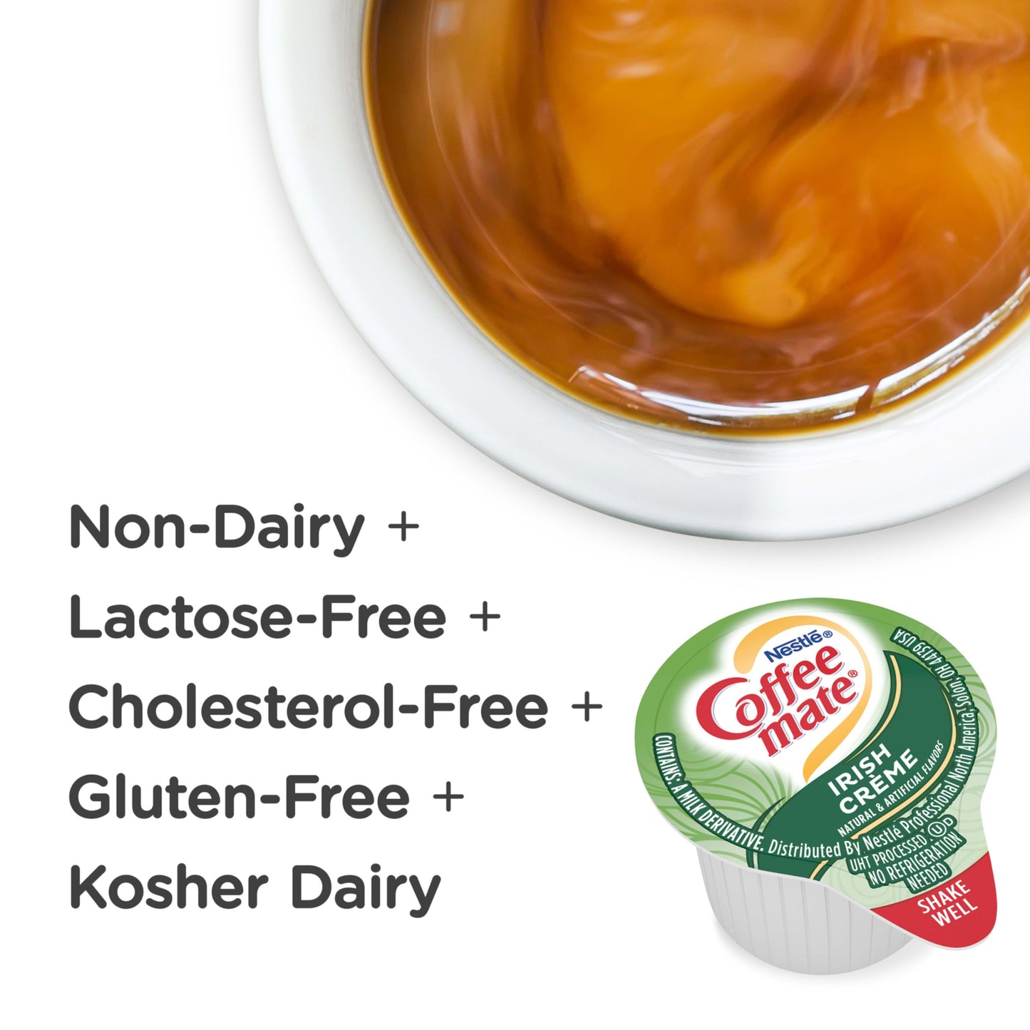 Nestle Coffee mate Coffee Creamer, Irish Crme, Liquid Creamer Singles, Non Dairy, No Refrigeration , 0.37 Fl Oz (Pack of 180)