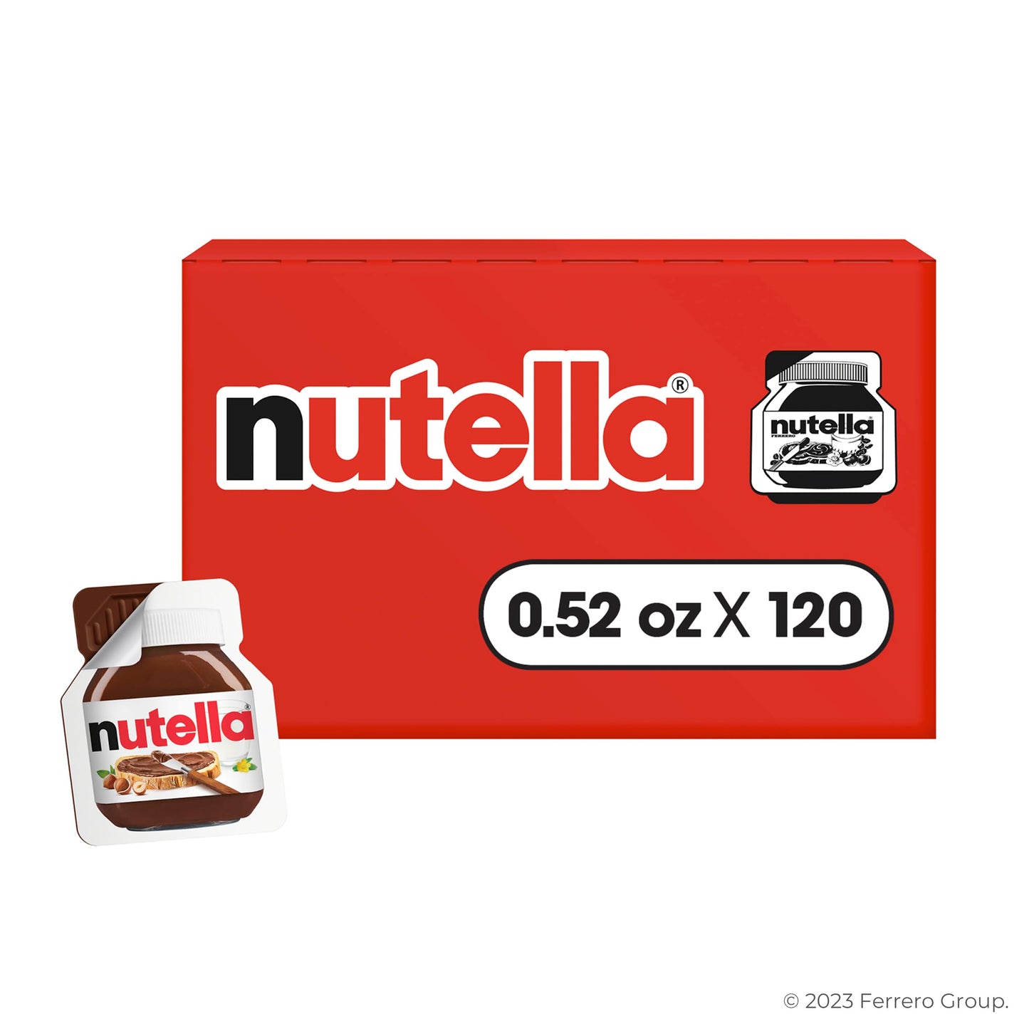 Nutella Hazelnut Spread Single Serve Mini Cups, 120 Packs, Baking Supplies, Great For Restaurants And Bakeries, 62.4 Oz Total