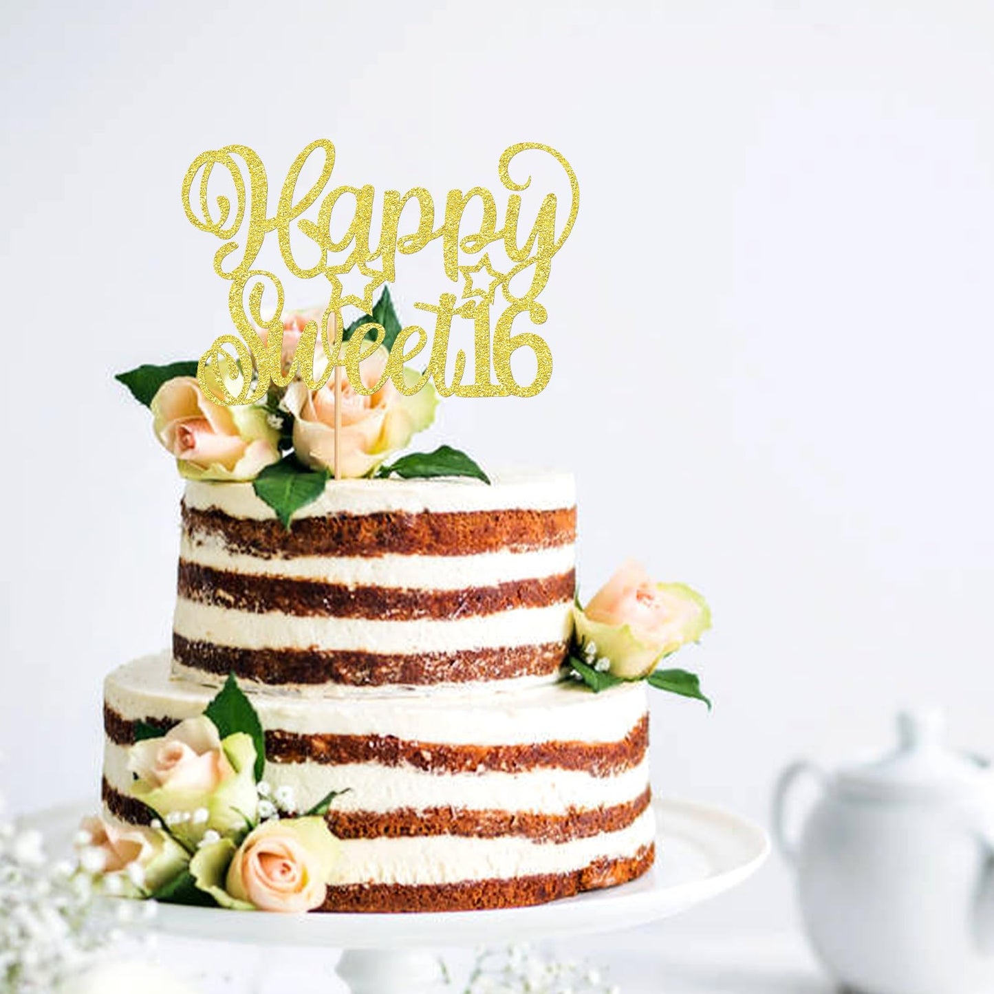 Keaziu 1 Pack Happy Sweet 16 Cupcake Toppers Sweet Sixteen 16 Happy 16 Cake Picks For 16Th Birthday Wedding Anniversary Party Ca