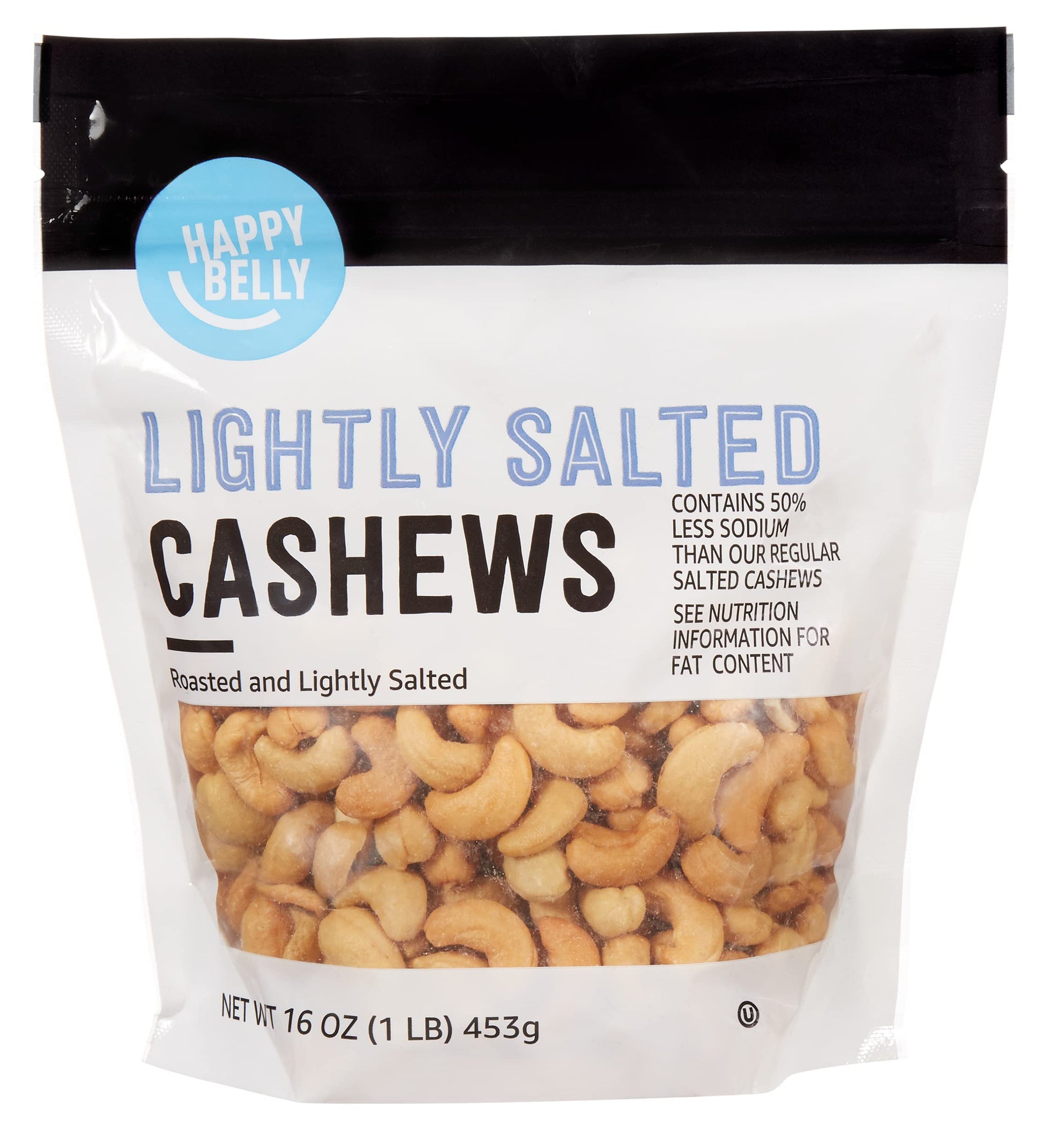 Happy Belly Roasted & Lightly Salted Cashews, 16 Ounce, Pack of 1