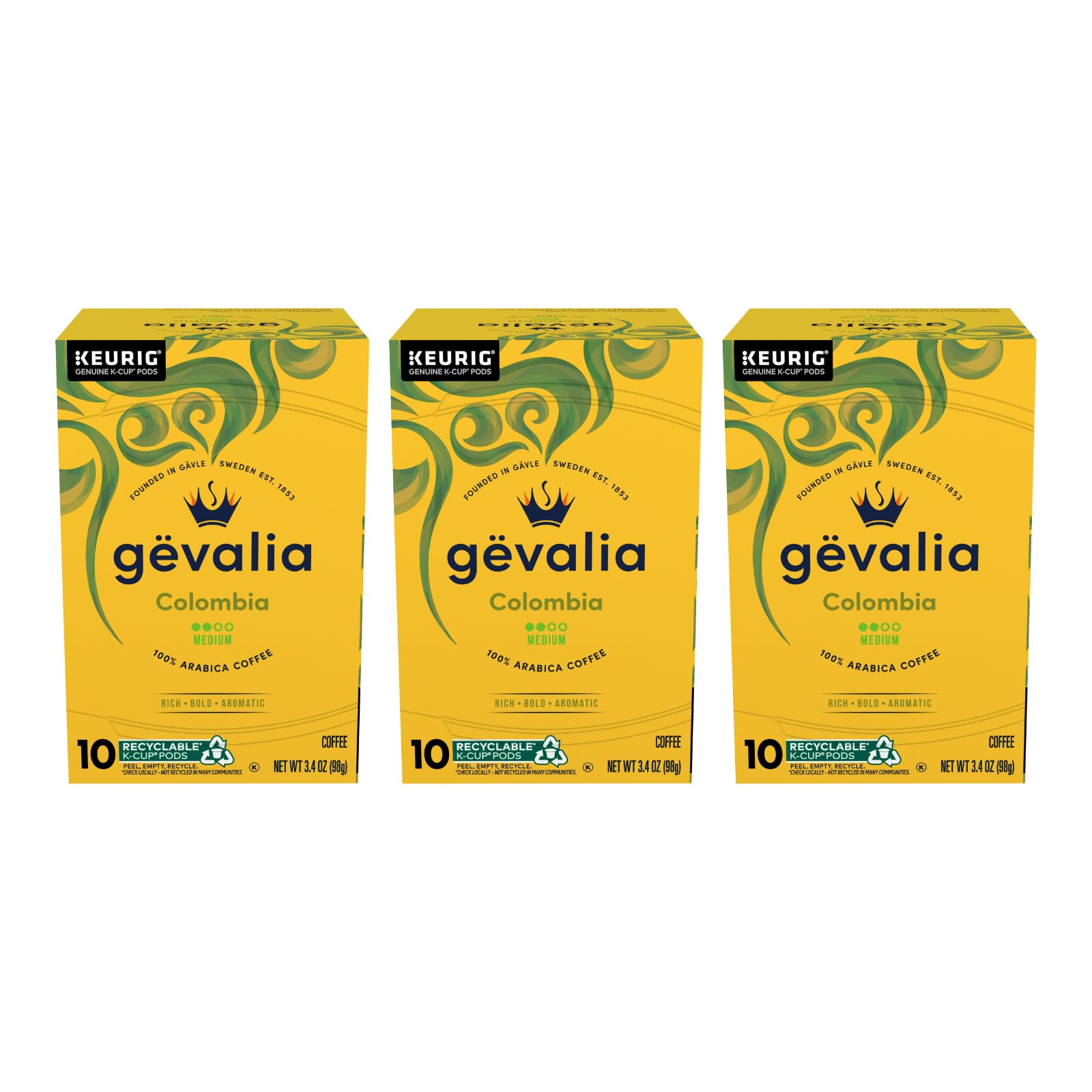 Gevalia Colombia Medium Roast K-Cup Coffee Pods  10 Count (Pack Of 3)
