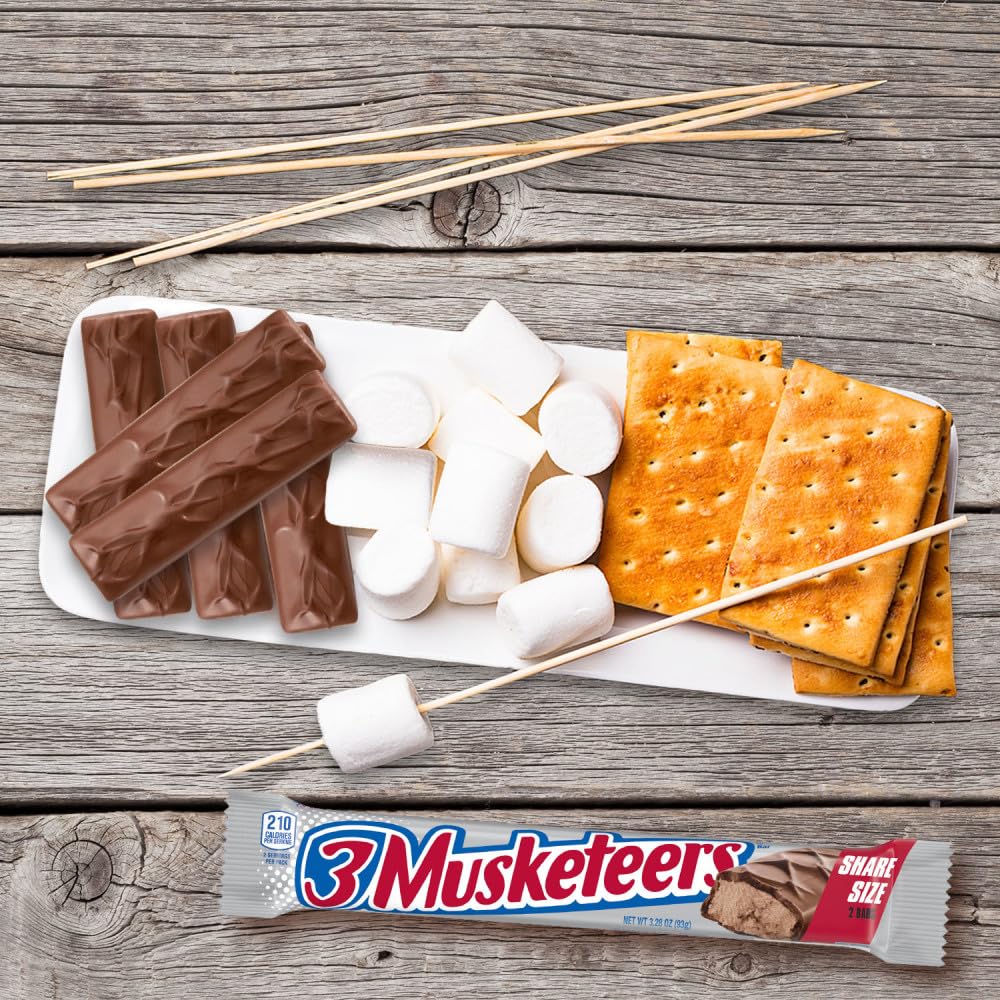 3 MUSKETEERS Milk Chocolate Candy Bars - Full Size Chocolate Bars, 3.28 oz Candy Bar (Pack of 24) Bulk Box