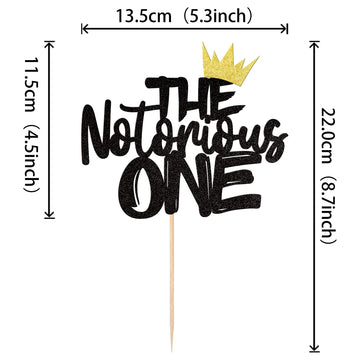 1 Pcs The Notorious One Cake Topper With Glitter Crown Hip Hop 1St Birthday Cake Picks The Big One Cake Decorations For Baby Sho