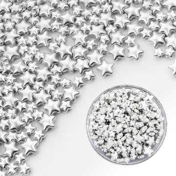 Dazzjoy Edible Silver Star Sugar Sprinkles, 4.23oz, Mix Size, Candy Star Sprinkles for Cake Decorations and Cupcake Toppers, Ice