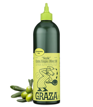 Graza Sizzle Extra Virgin Olive Oil, Cooking Oil - High Polyphenol Peak Harvest Evoo Cooking Oil In A Squeeze Bottle - Single Or