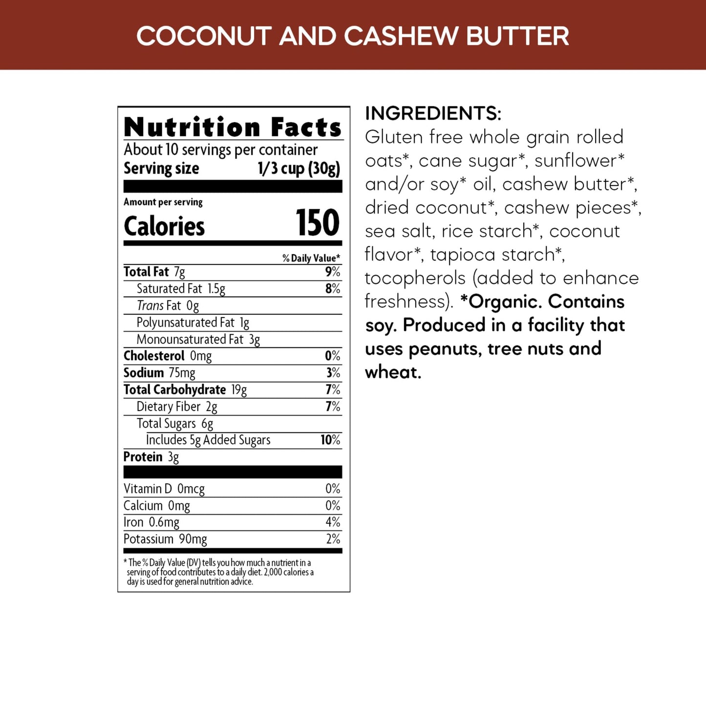 Nature'S Path Organic Coconut & Cashew Butter Granola, 11 Oz (Pack Of 1), Gluten Free, Non-Gmo