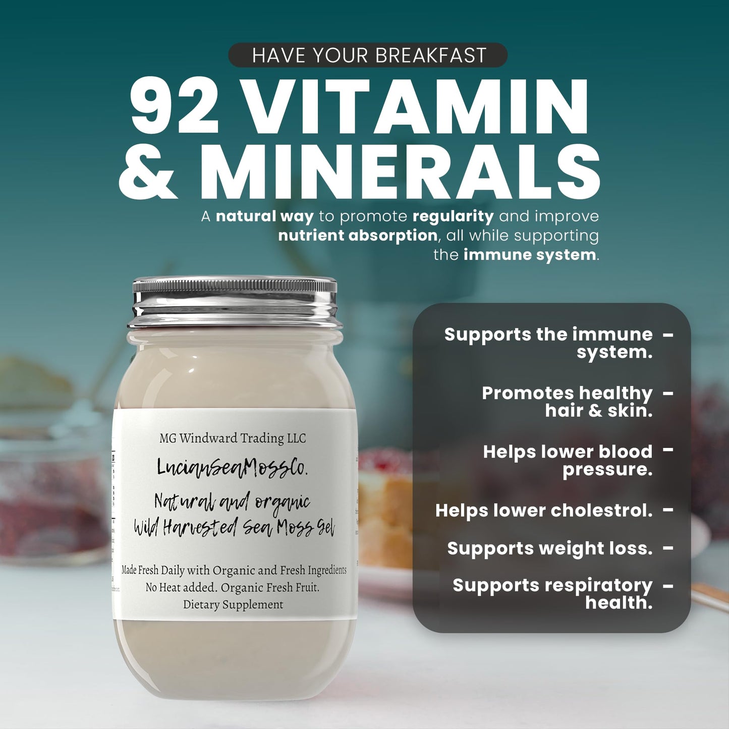 Black Seed Infused Organic Certified Wild Harvested Irish Sea Moss Gel | Immune And Digestive Support | Vitamin Mineral Antioxid