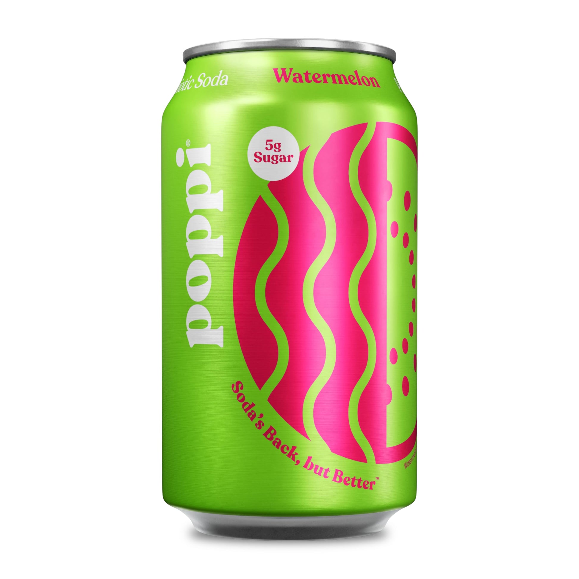 Poppi Sparkling Prebiotic Soda Beverage with Apple Cider Vinegar  Seltzer Water and Fruit Juice  Watermelon Flavor  12 Fl Oz  1 Count  Packaging May Vary