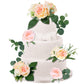 Taiyin Flower Cake Topper Set, 9 Pcs Boho Decorations, Eucalyptus Floral Decor for Wedding, Birthday, Anniversary, Light Pink