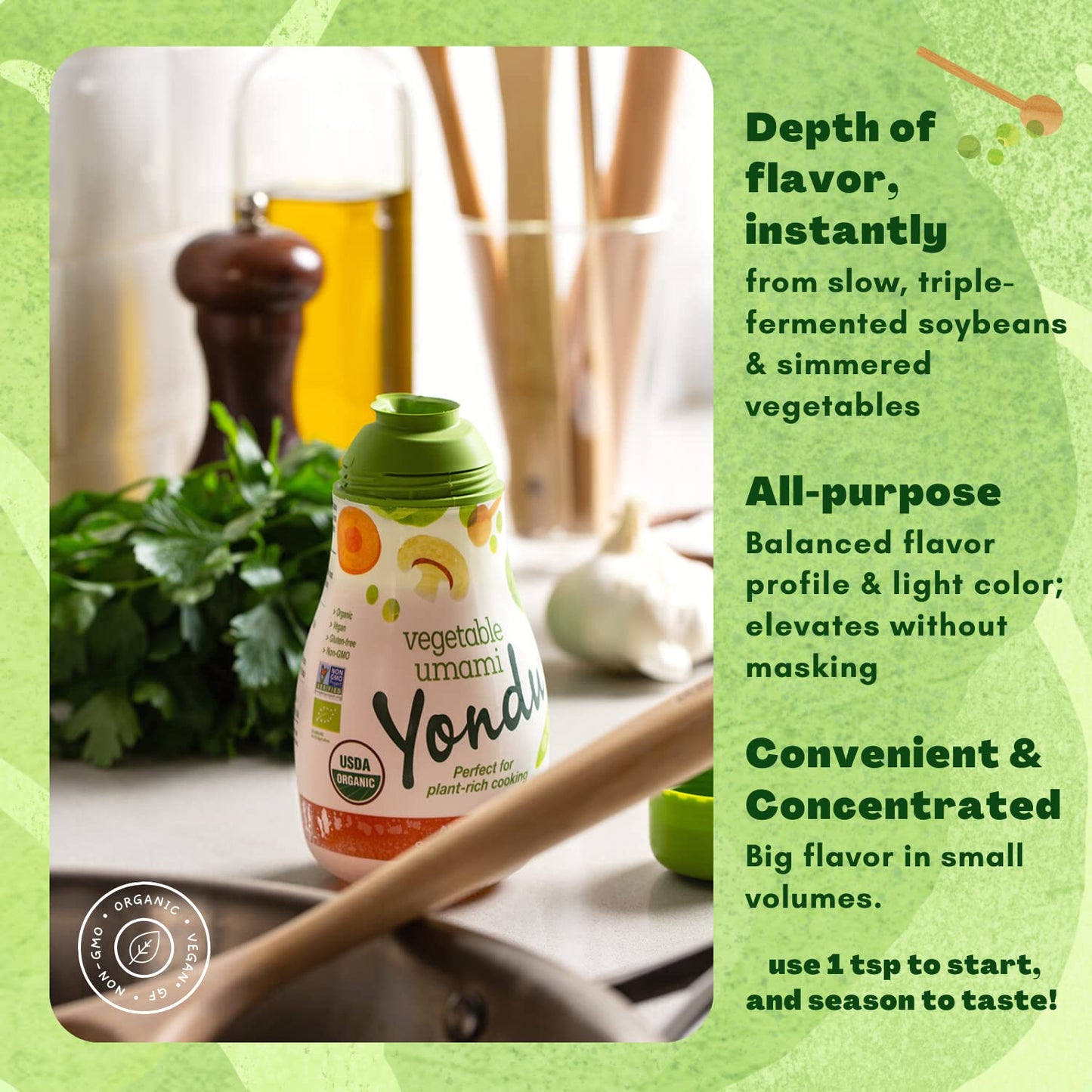 Yondu Vegetable Umami Essence (5.1Fl Oz) - Premium, Vegan Plant-Based Sauce For Mild & Flavorful Cooking. Great For Soups, Stir-
