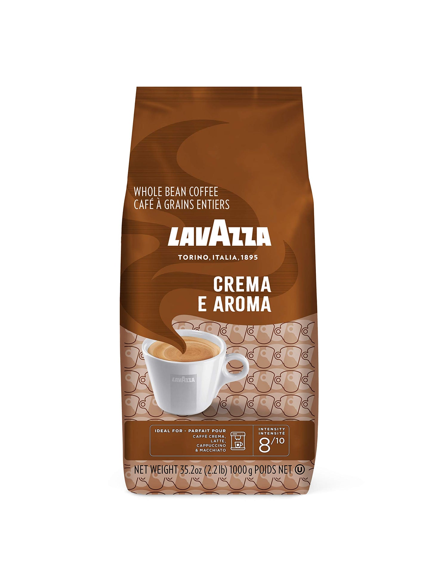 Lavazza Crema E Aroma Whole Bean Coffee Blend, 2.2-Pound Bag , Balanced Medium Roast With An Intense, Earthy Flavor And Long Lasting Crema, Non-Gmo