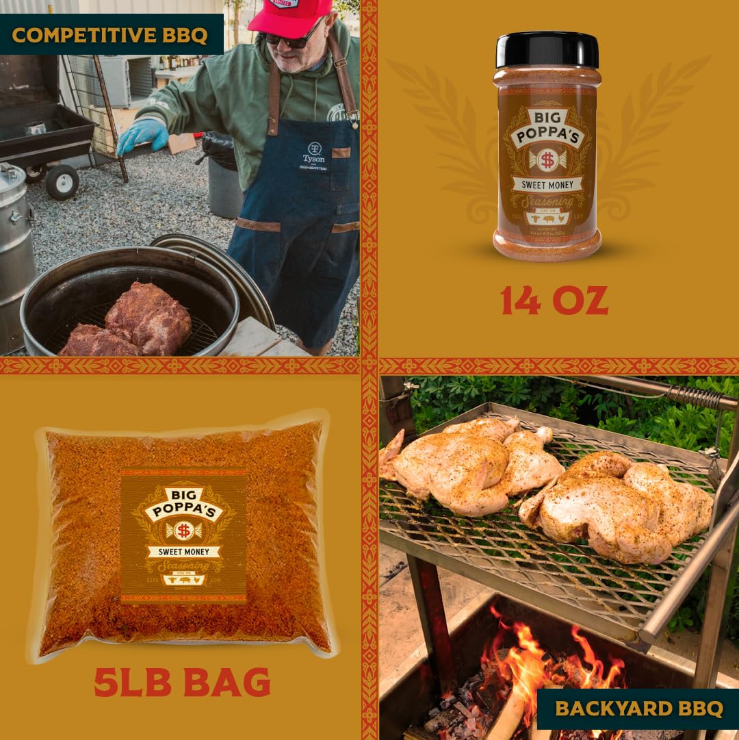 Big Poppa Smokers BBQ Rub – Sweet & Savory Pork Seasoning – Gluten-Free – 5lb Bulk Bag