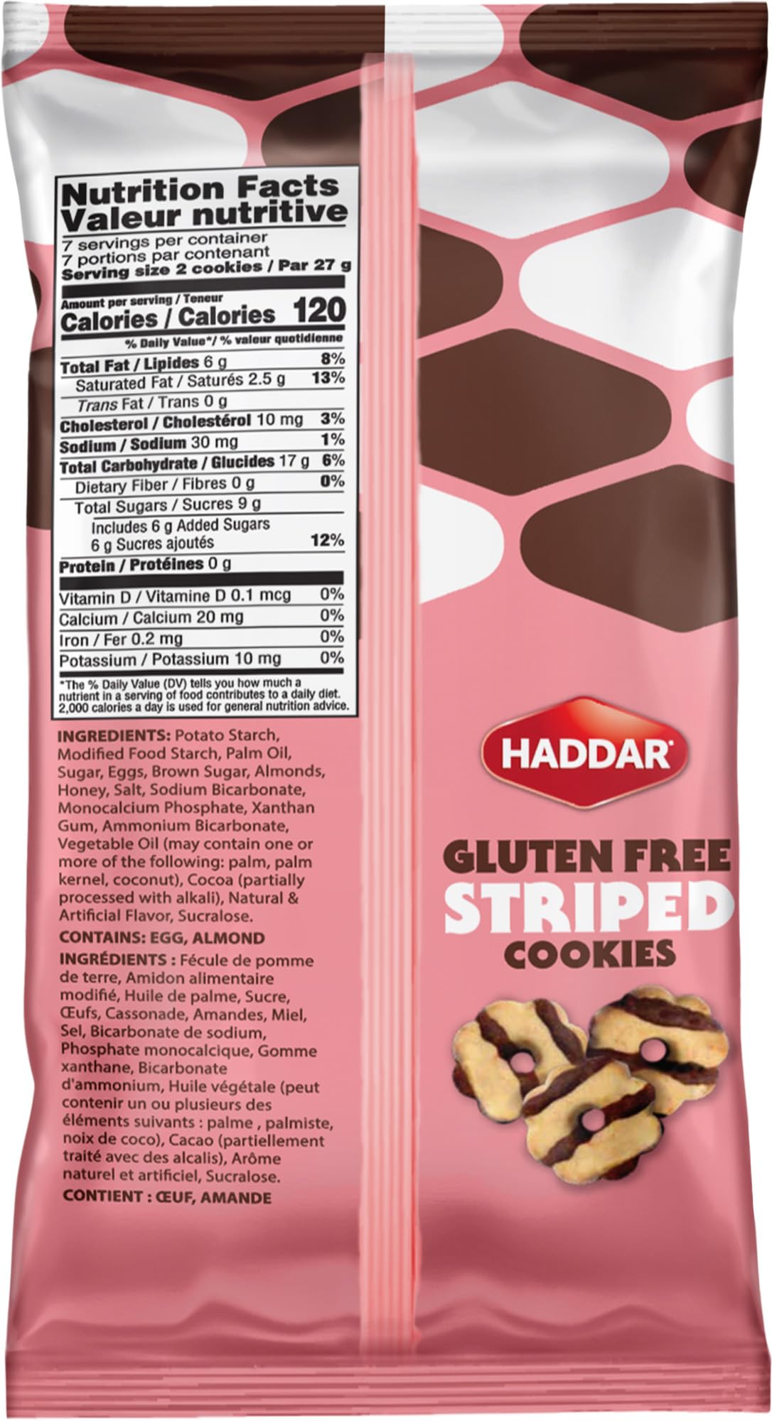 Haddar Gluten Free Cookies, Fudge Striped, 6.75 (2 Pack) | Grain Free | Kosher (Including Passover)