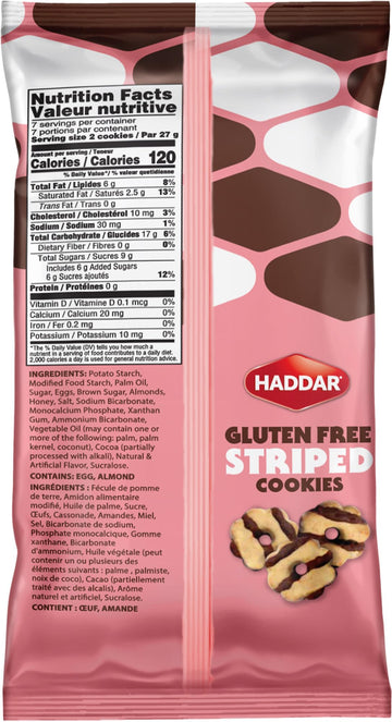 Haddar Gluten Free Cookies, Fudge Striped, 6.75 (2 Pack) | Grain Free | Kosher (Including Passover)