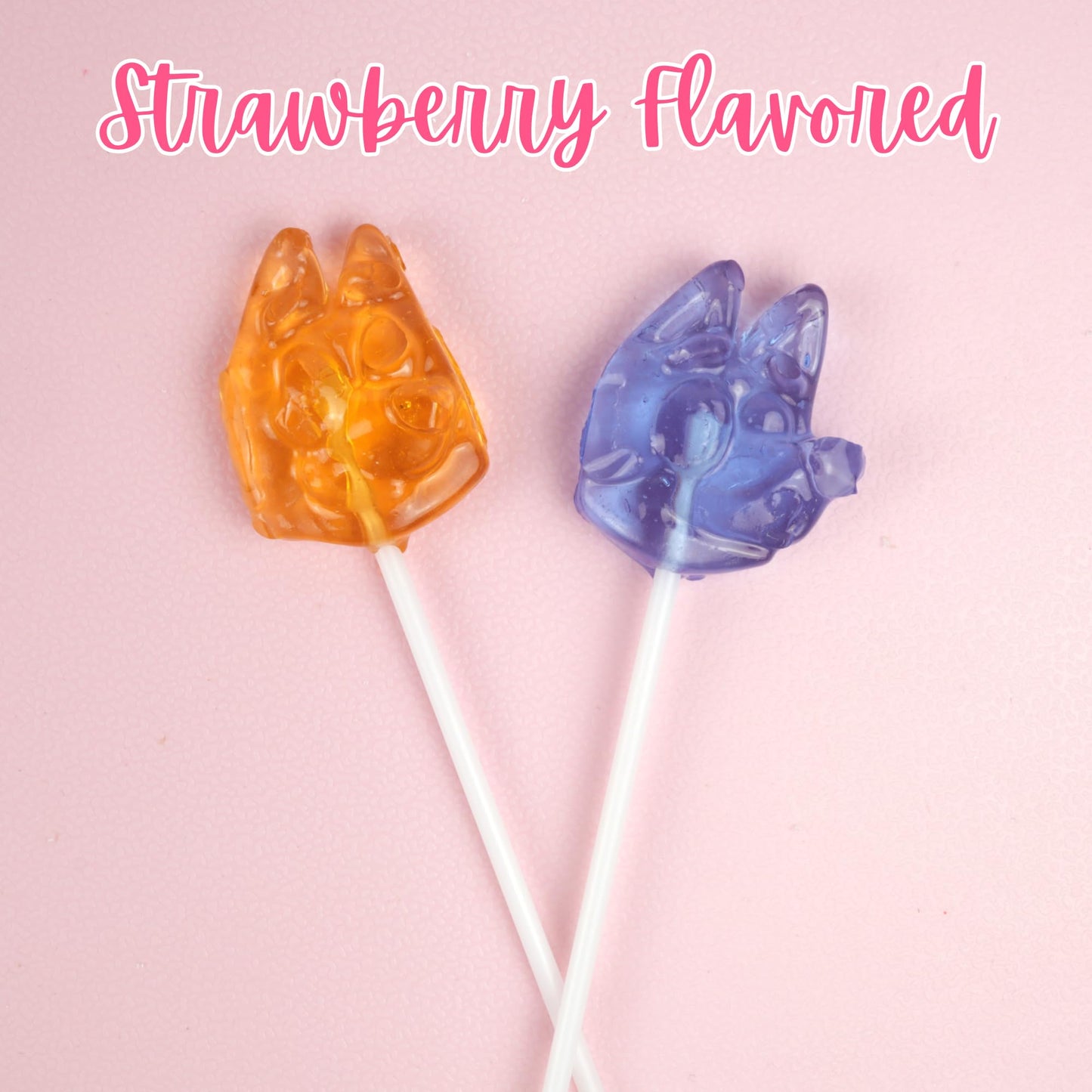 Bluey Valentines Lollipops Tin, Individually Wrapped Strawberry Suckers, Vday Candy Gift Set 1.69 Ounces