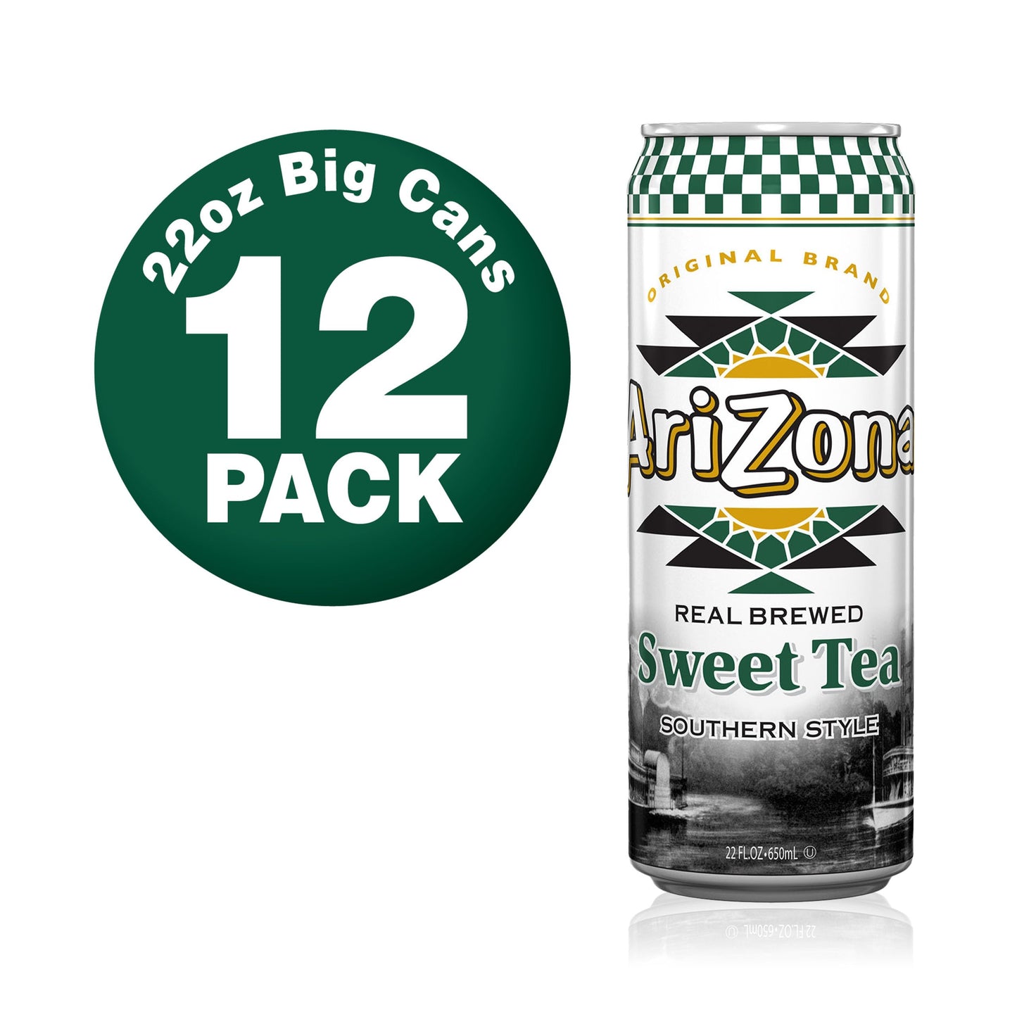 AriZona Sweet Tea, 22 Fl Oz Big Can (Pack of 12) - Refreshing Iced Tea Beverage, Perfect for Thirst Quenching!