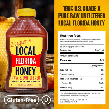 Zeigler'S Florida Honey, 32 Oz - 100% Natural, Raw & Unfiltered - Pure Local Florida Honey With All Nutrients Preserved - Great