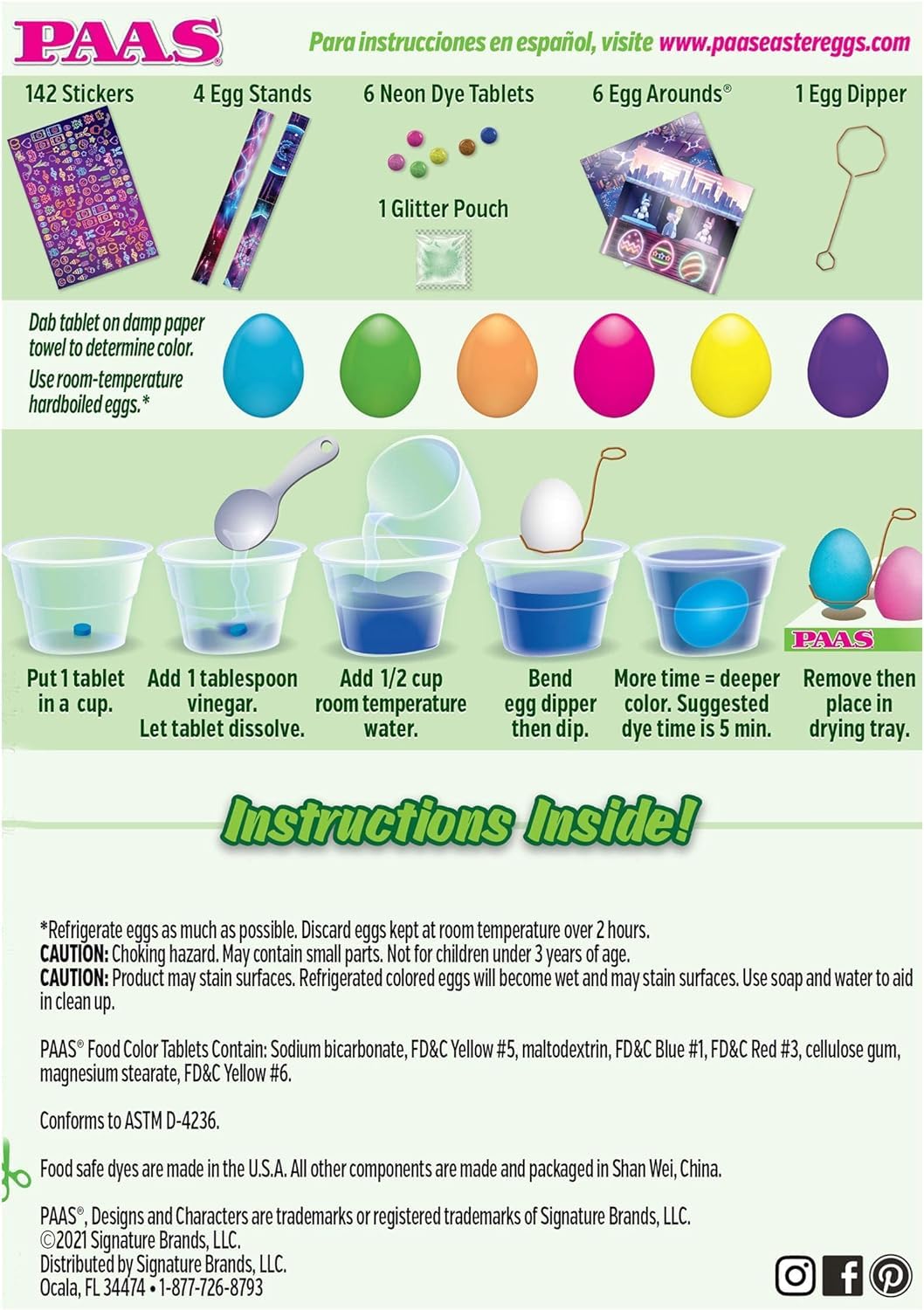 PAAS Neon Easter Egg Decorating Kit - Model J1818AV - Vibrant Neon Colors