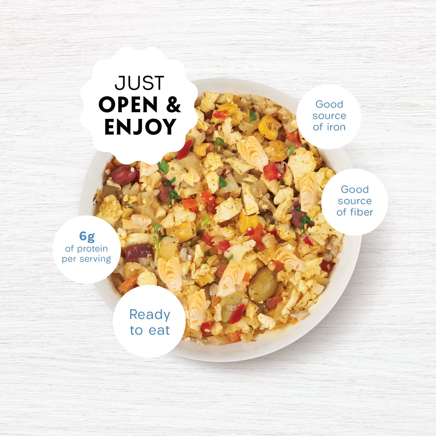 Reese Peruvian Veggie Harvest Bowl | Cauliflower, Artichokes, Corn, Carrots | High Fiber & Low Calorie (Pack Of 8)