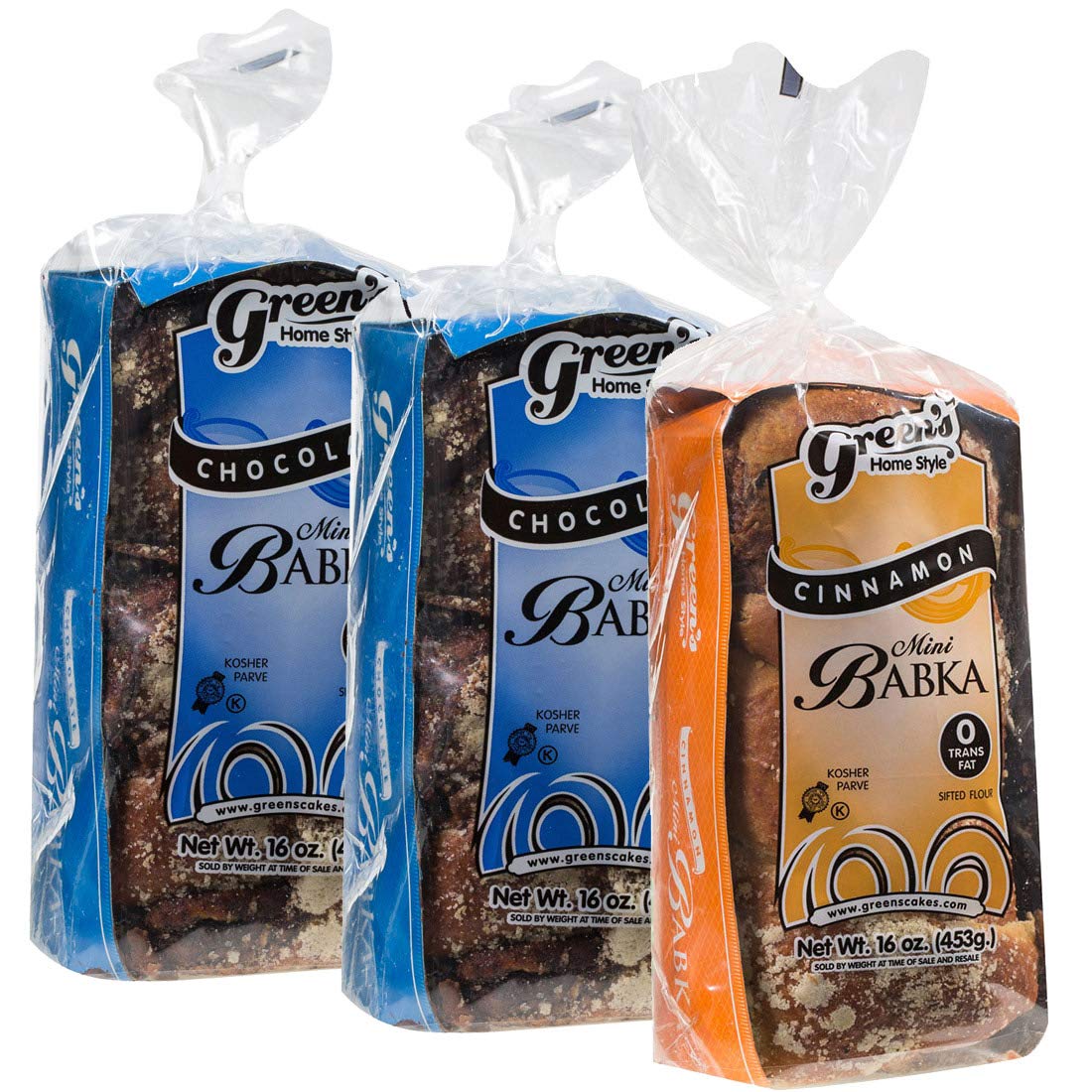 GreenS Bakery (2) Chocolate And (1) Cinnamon Babka Cakes  3 Pack 16 Oz. Fresh And Delicious  Ok Certified Kosher And Pareve Babka Bread  Dairy Free And Nut Free