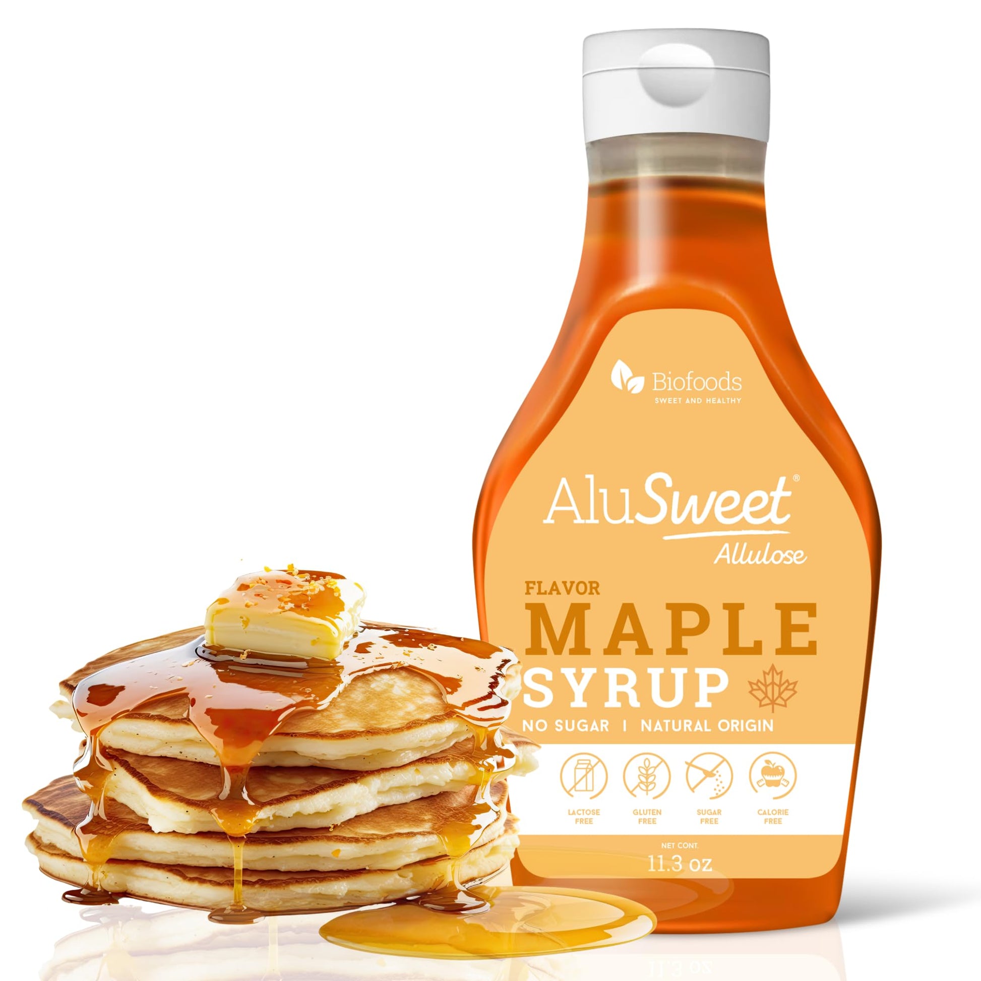 Biofoods Alusweet Sugar Free Maple Syrup - Keto Friendly, Non-GMO, Gluten Free - 11 Fl Oz