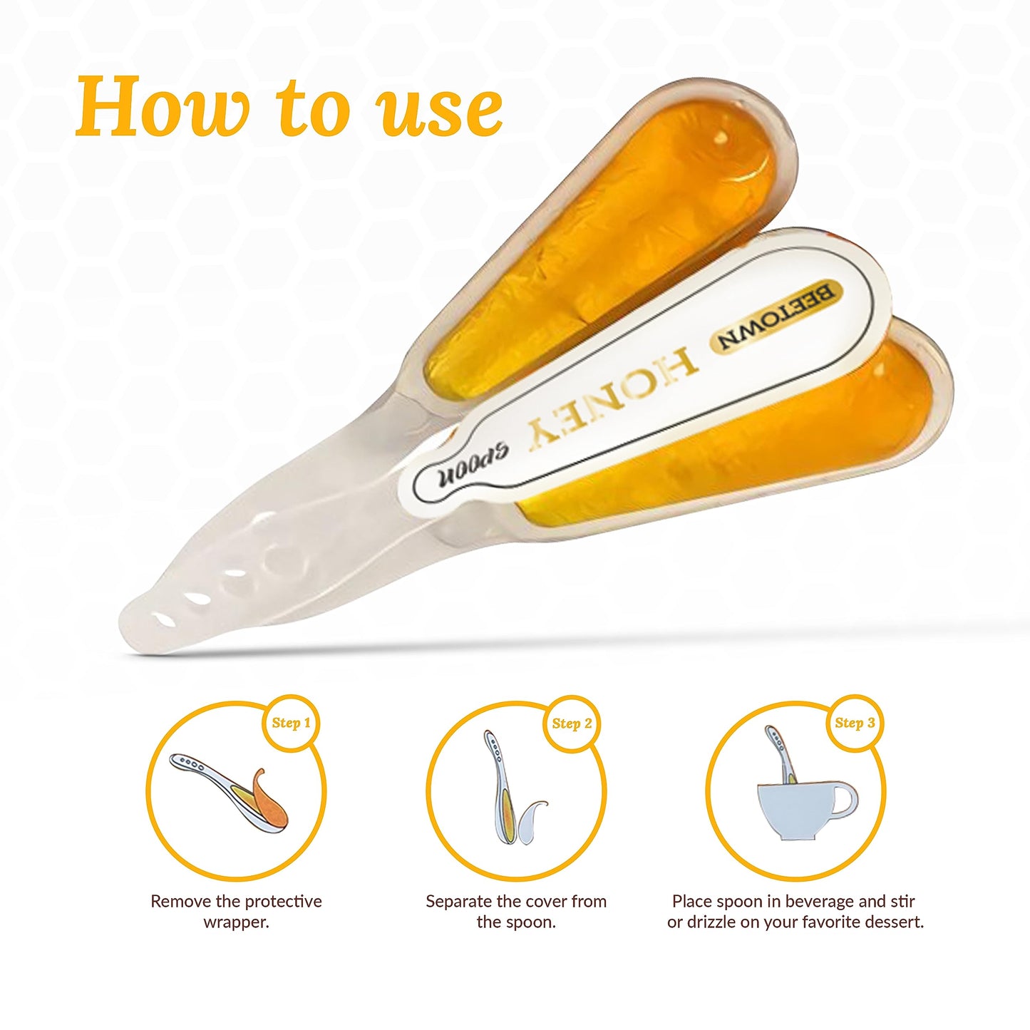 Elephant Park 100% Raw Unfiltered Honey Spoon Stirrer 20 Pack Premium Us Grade A Non-Gmo Individually Wrapped And Sealed On The